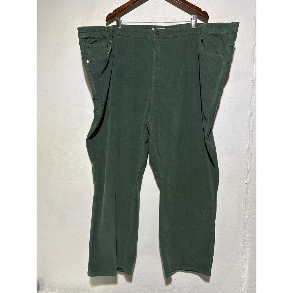 Woman Within Womens 38W Green Corduroy Straight Leg Pants Cotton Stretch Plus